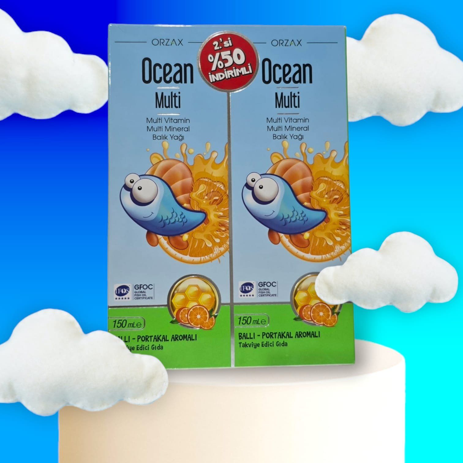 Ocean Multi 2x150 ml Bal ve portakal aromalı