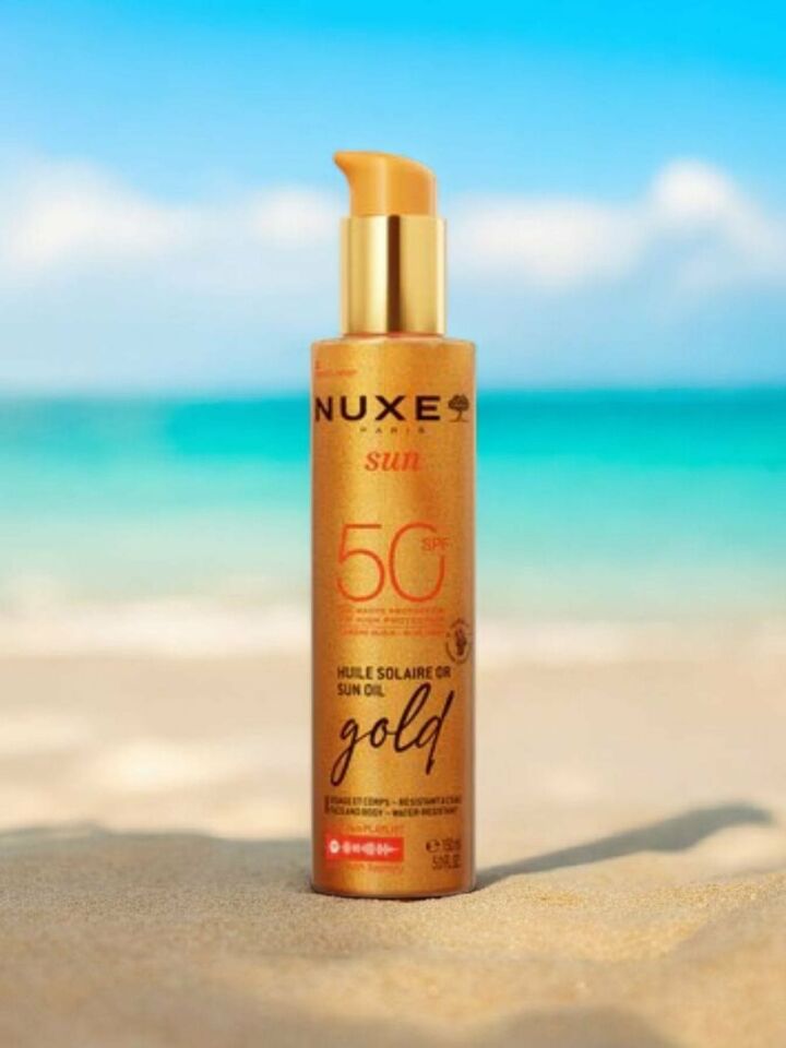 NUXE Sun Bronzlaştırıcı Yağ SPF50 | %100 Doğal Altın Sedefli | Geniş Spektrum Koruma & Işıltılı Bronzluk