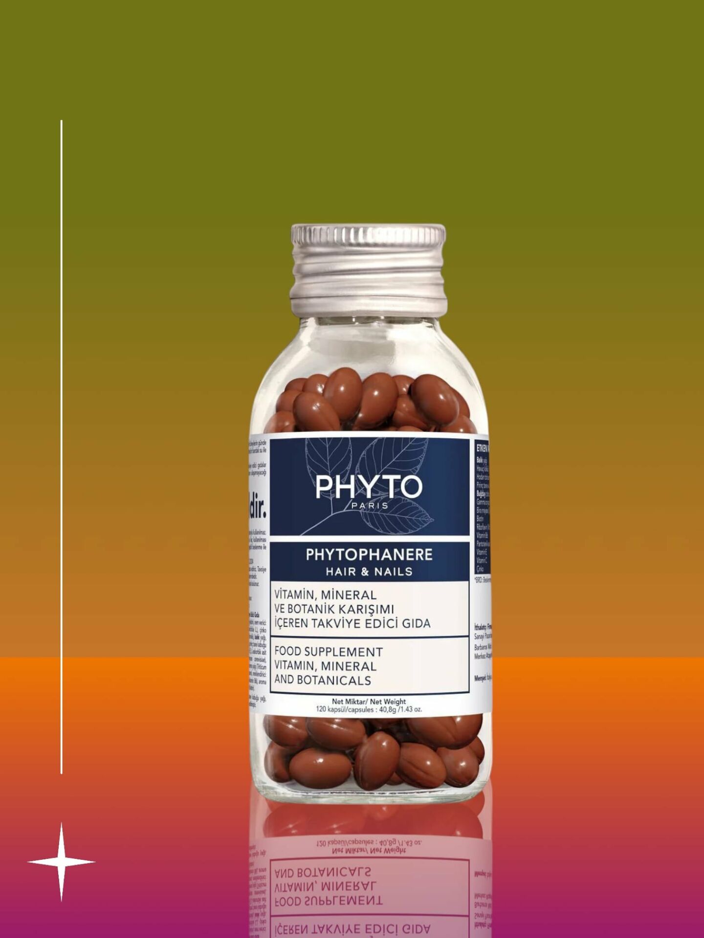 PHYTOPHANERE SAÇ & TIRNAK- güç, uzama, hacim - Vitamin Mineral ve Botanik Karışımı İçeren Takviye Edici Gıda 120 Kapsül